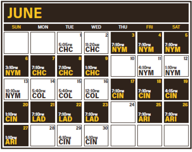 San Diego Padres Schedule